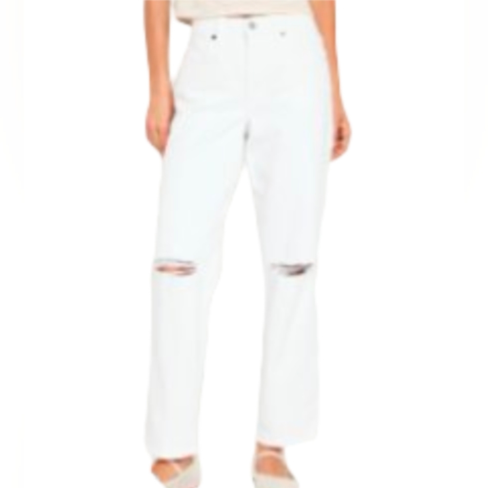 OLD NAVY Women's White Jeans Distressed Knees Size 16 Petites
